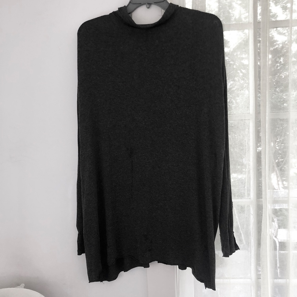 NORMA KAMALI DARK GRAY OVERSIZED BOYFRIEND SHIRT, Size XS - Picture 6 of 8